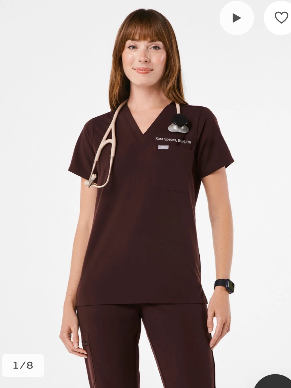 FIGS Espresso Catarina Scrub Top